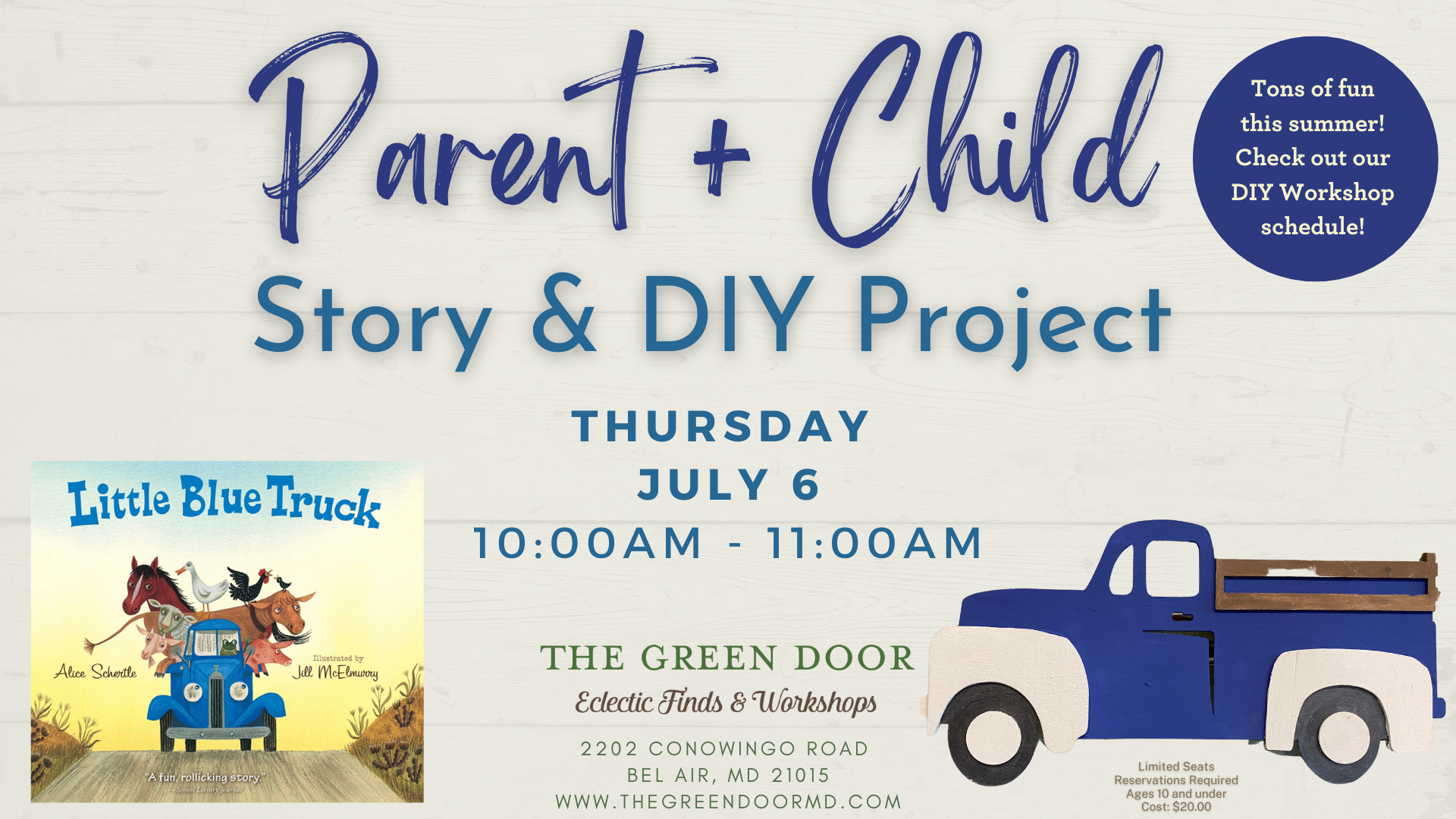 Parent + Child – Story & DIY Project - Thursday July 6 • 10:00AM
