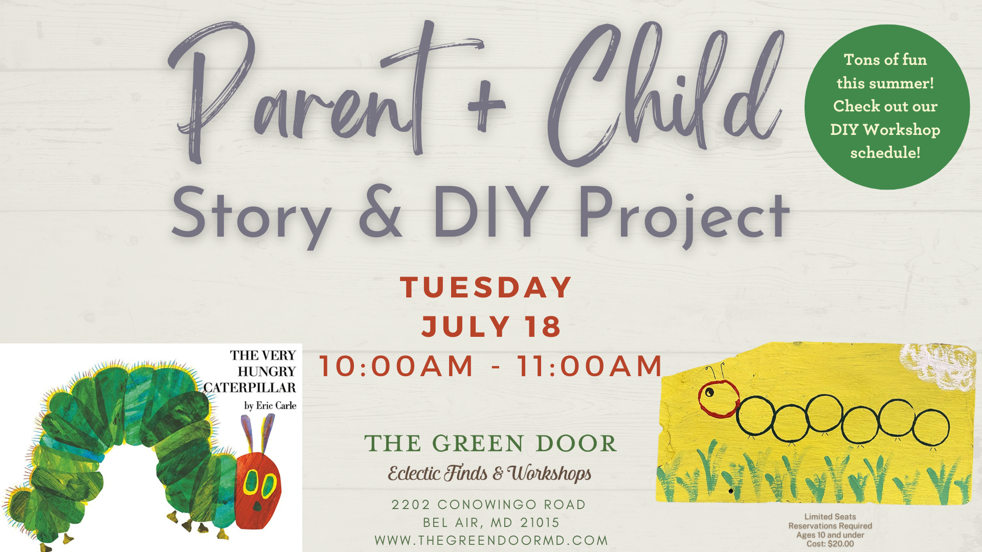 Parent + Child – Story & DIY Project - Tuesday July 18 • 10:00AM